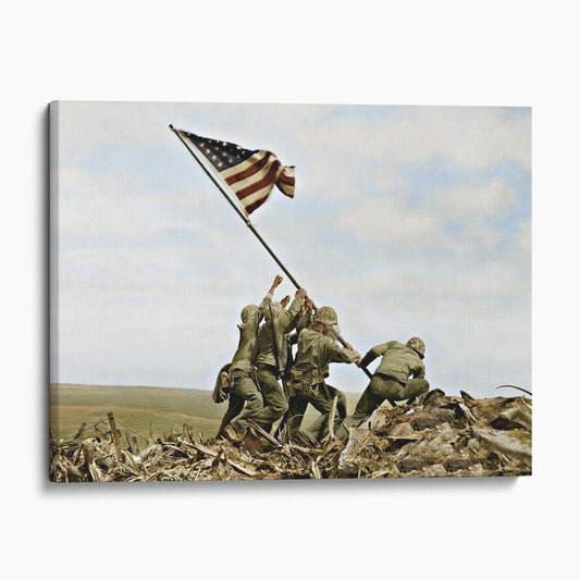 Raising The Flag On Iwo Jima In Color