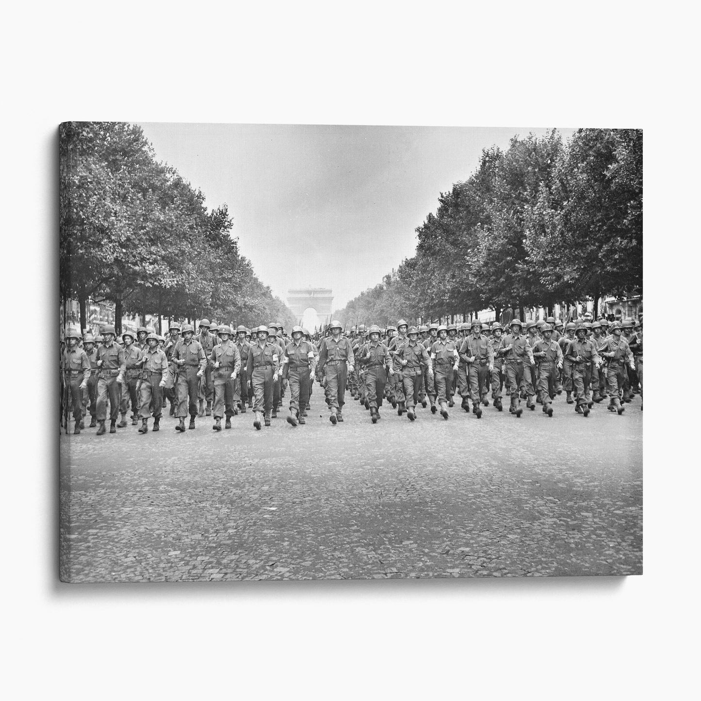 American Troops March Down The Champs Elysees, Paris World War Two