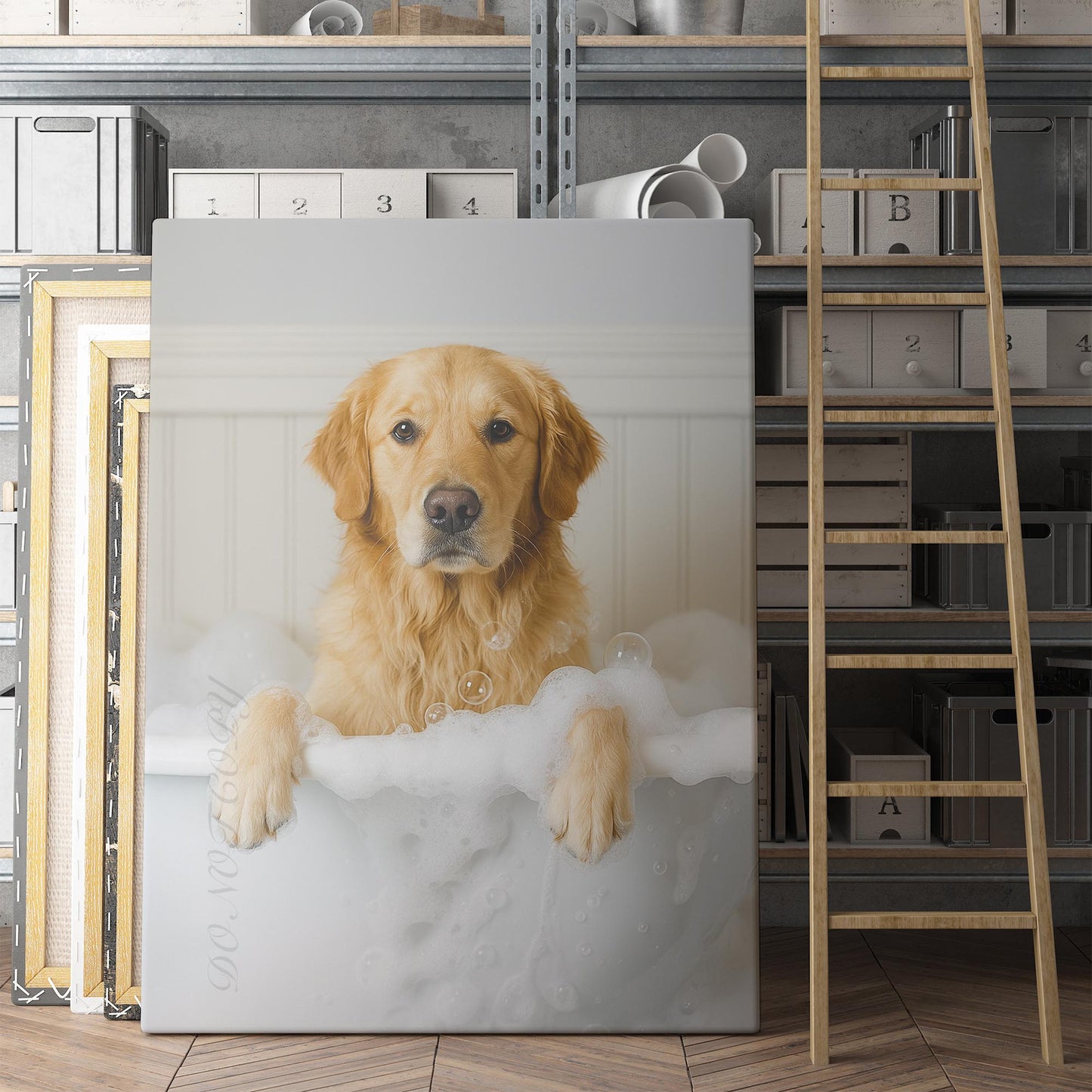 Golden Retriever Dog Bubble Bath