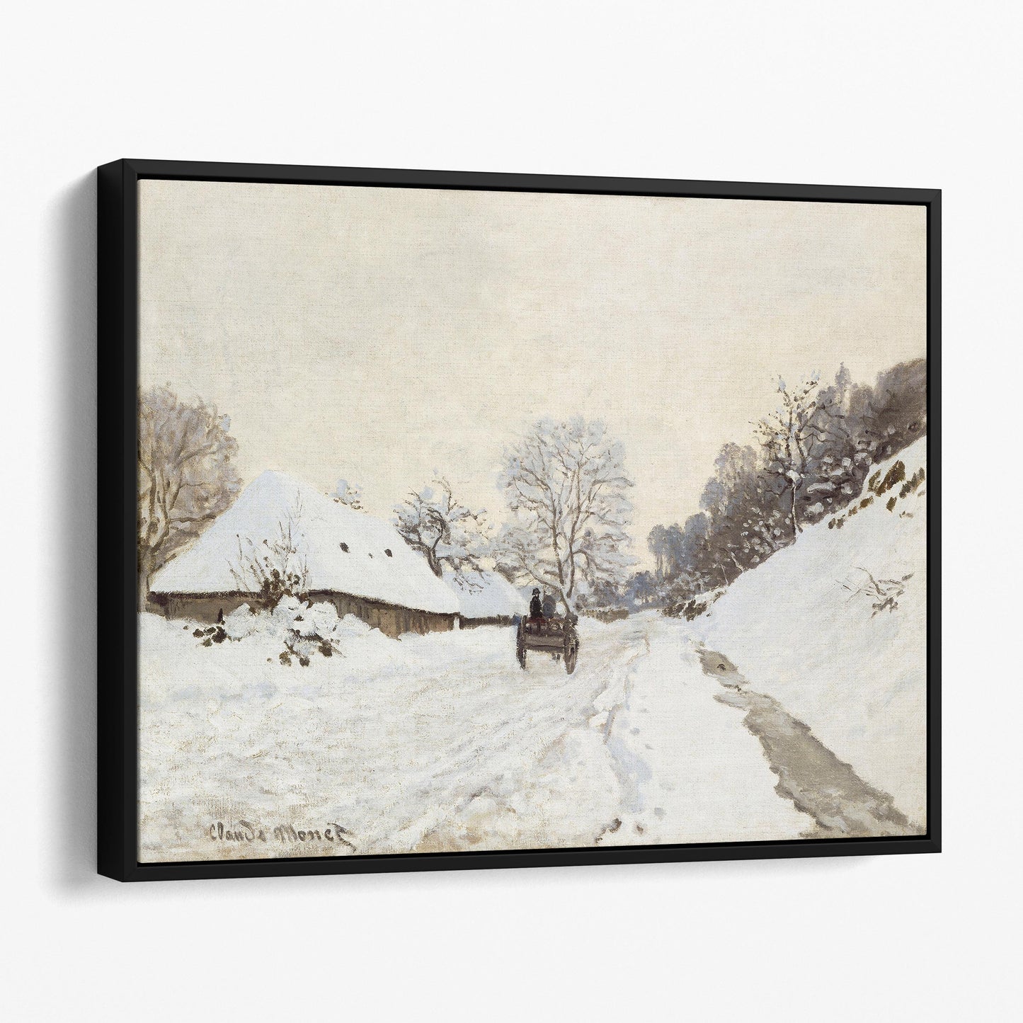 A Cart on the Snowy Road at Honfleur by Claude Monet