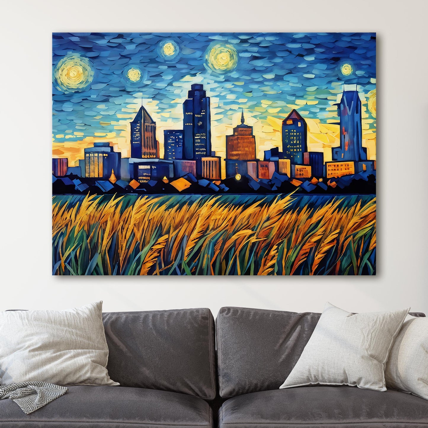 Indianapolis Skyline Van Gogh Starry Night