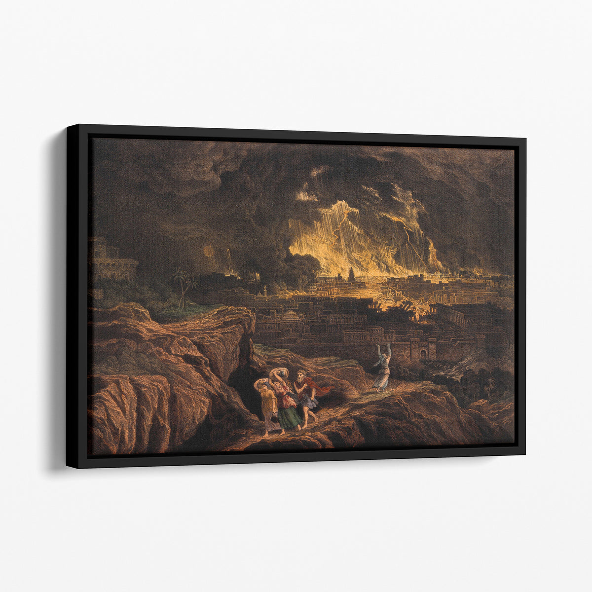 Lot And His Family Flee Sodom As It Burns - John Martin
