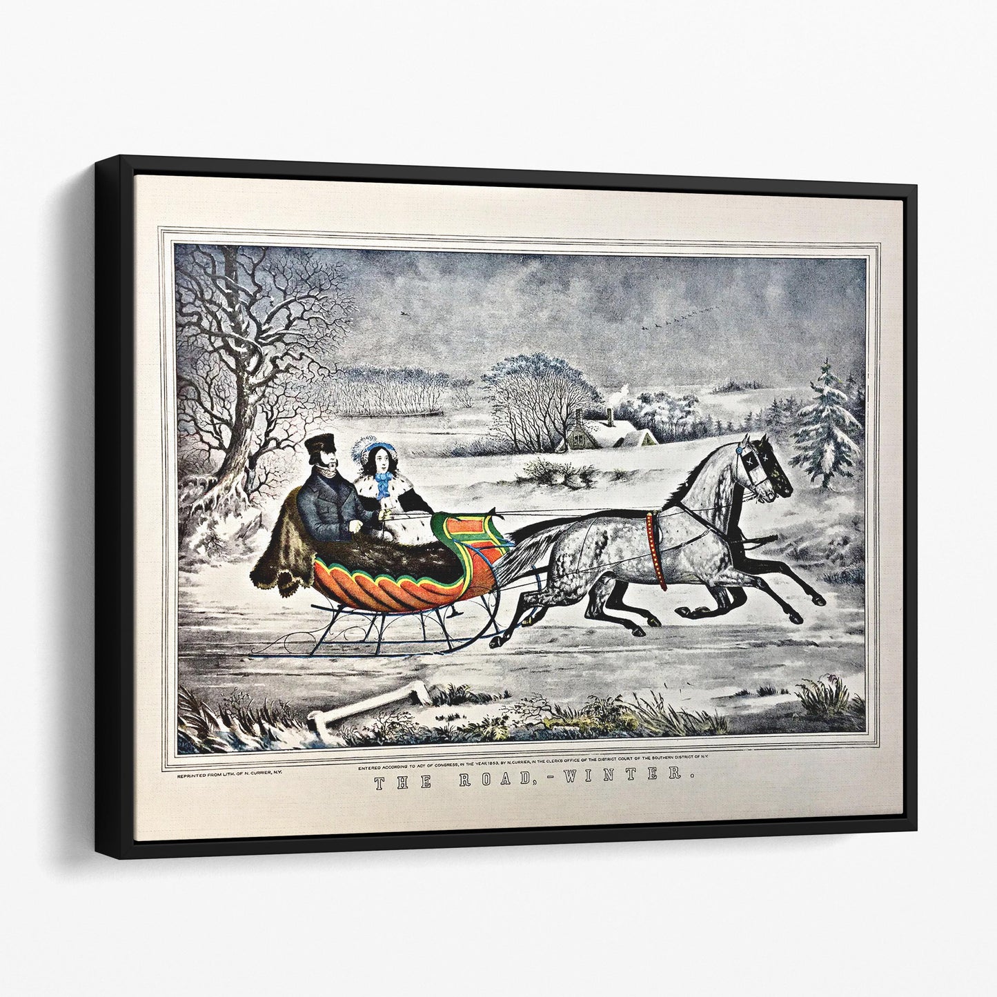 The Road Winter Sleigh 1853 by Currier & Ives