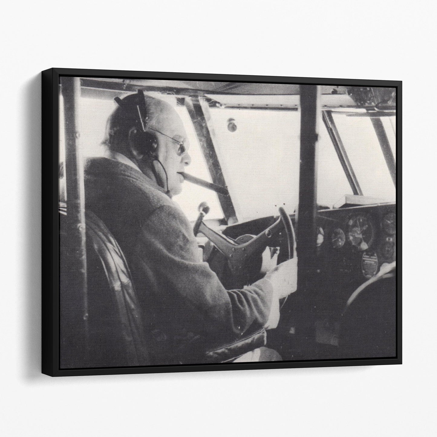 Winston Churchill Smoking A Cigar Flying An Airplane, World War Two