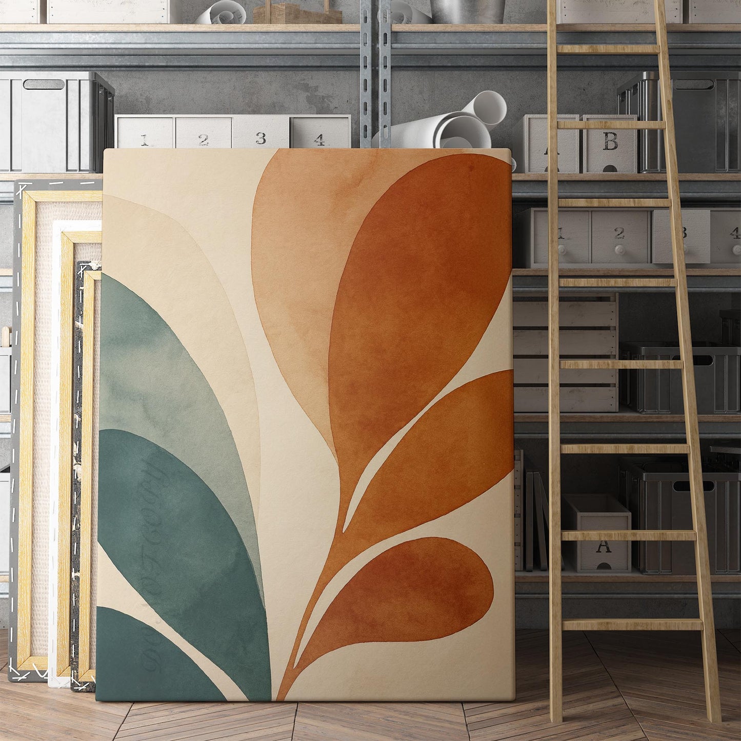 Orange And Green Botanicals Mid Century