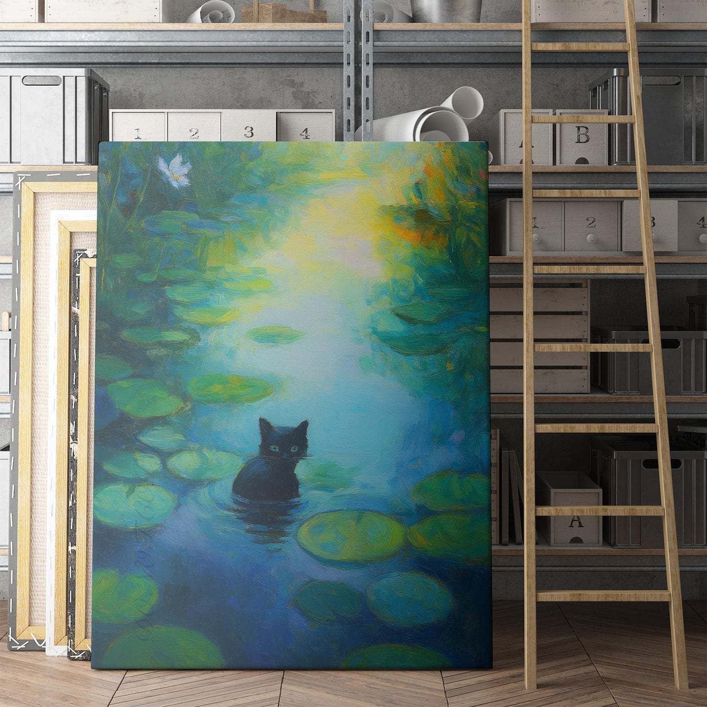 Water Lilies With Cat Claude Monet