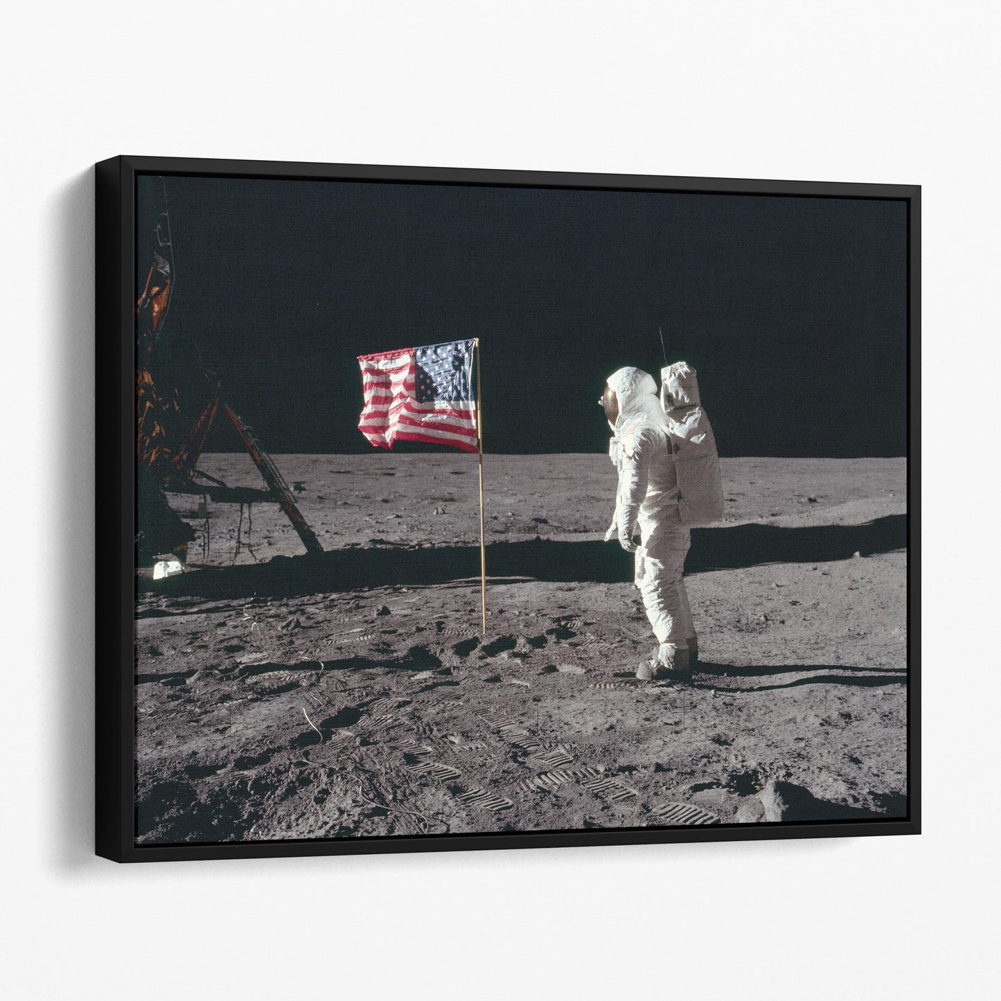 Buzz Aldrin Salutes The USA Flag On The Moon