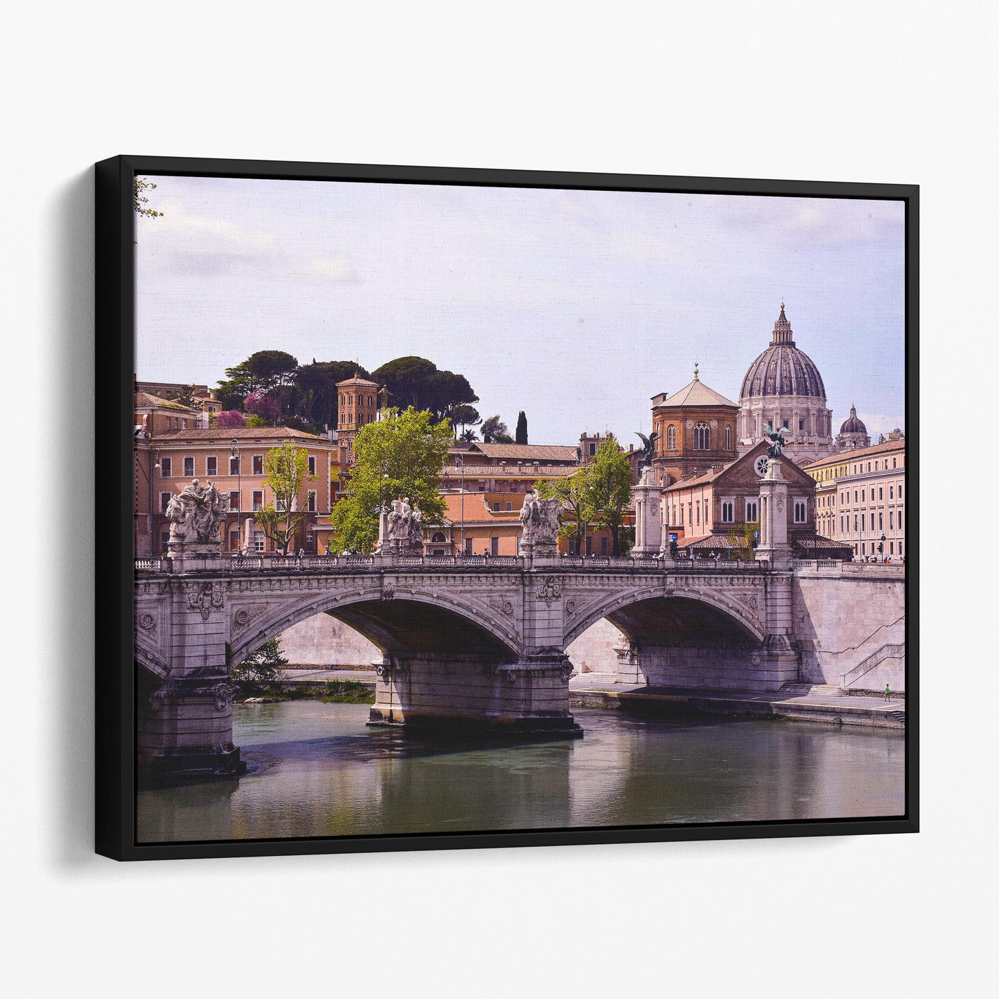 Ponte Vittorio Emanuele II Bridge Over Tiber River With St. Peters Basilica, Rome