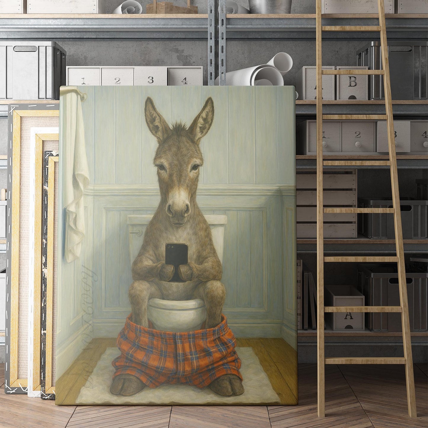 Donkey On The Phone On The Toilet
