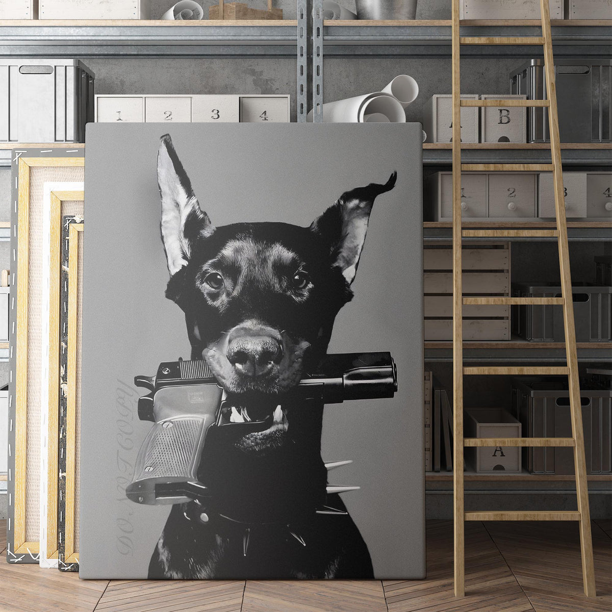 Doberman Gun In Mouth