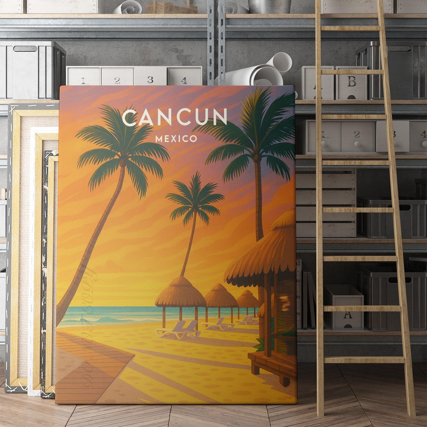 Cancun Mexico Vintage Travel Poster