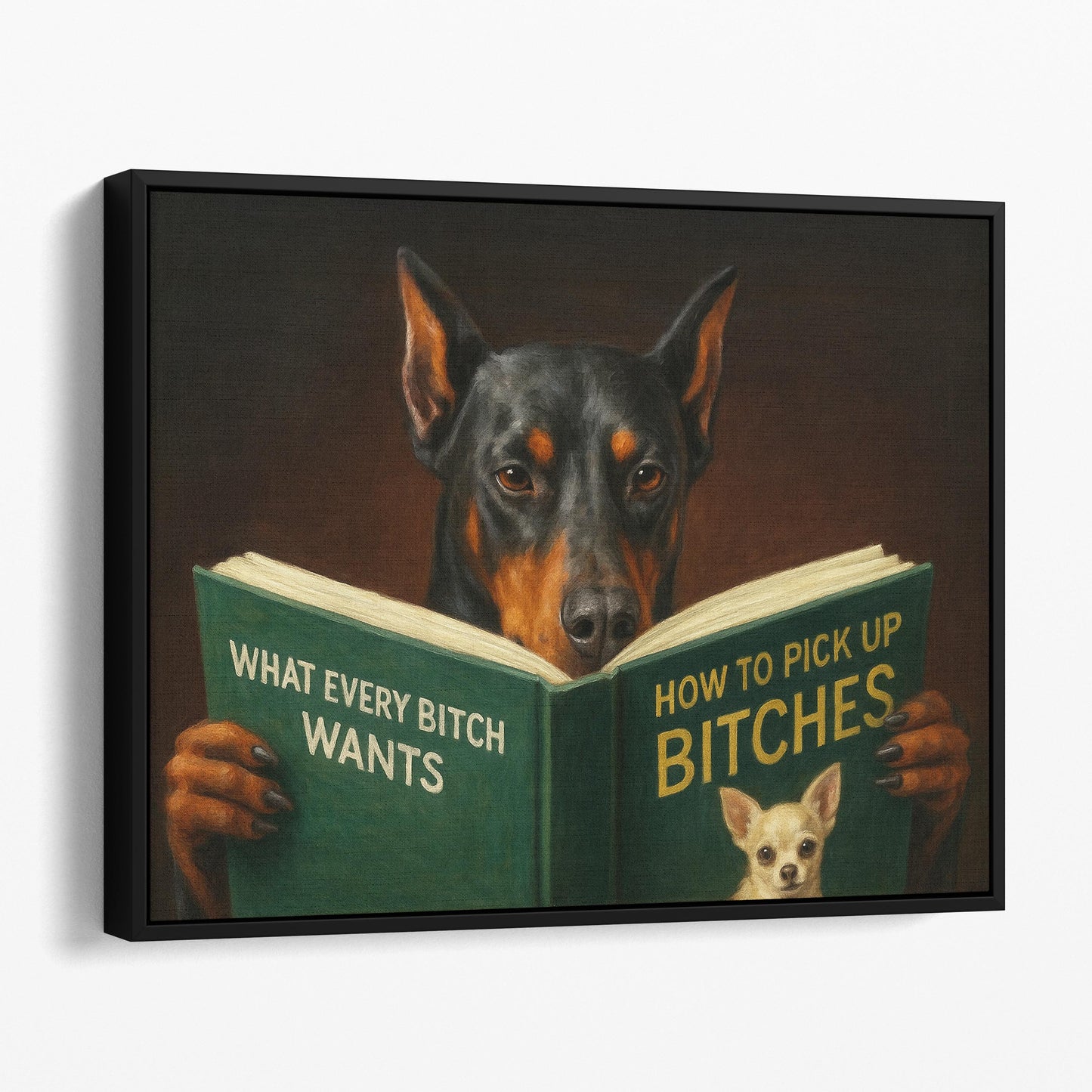 Doberman Dog Reading Dating Book