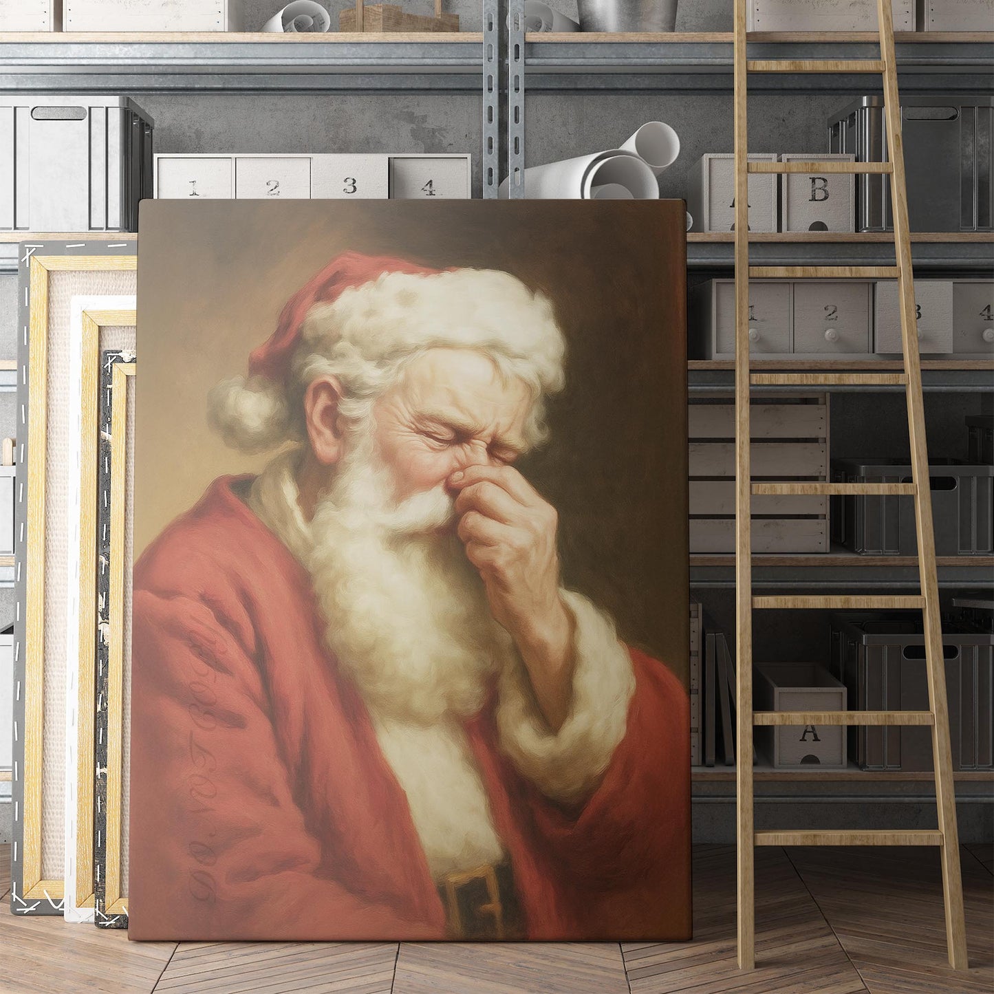 Santa Claus Plugging His Nose