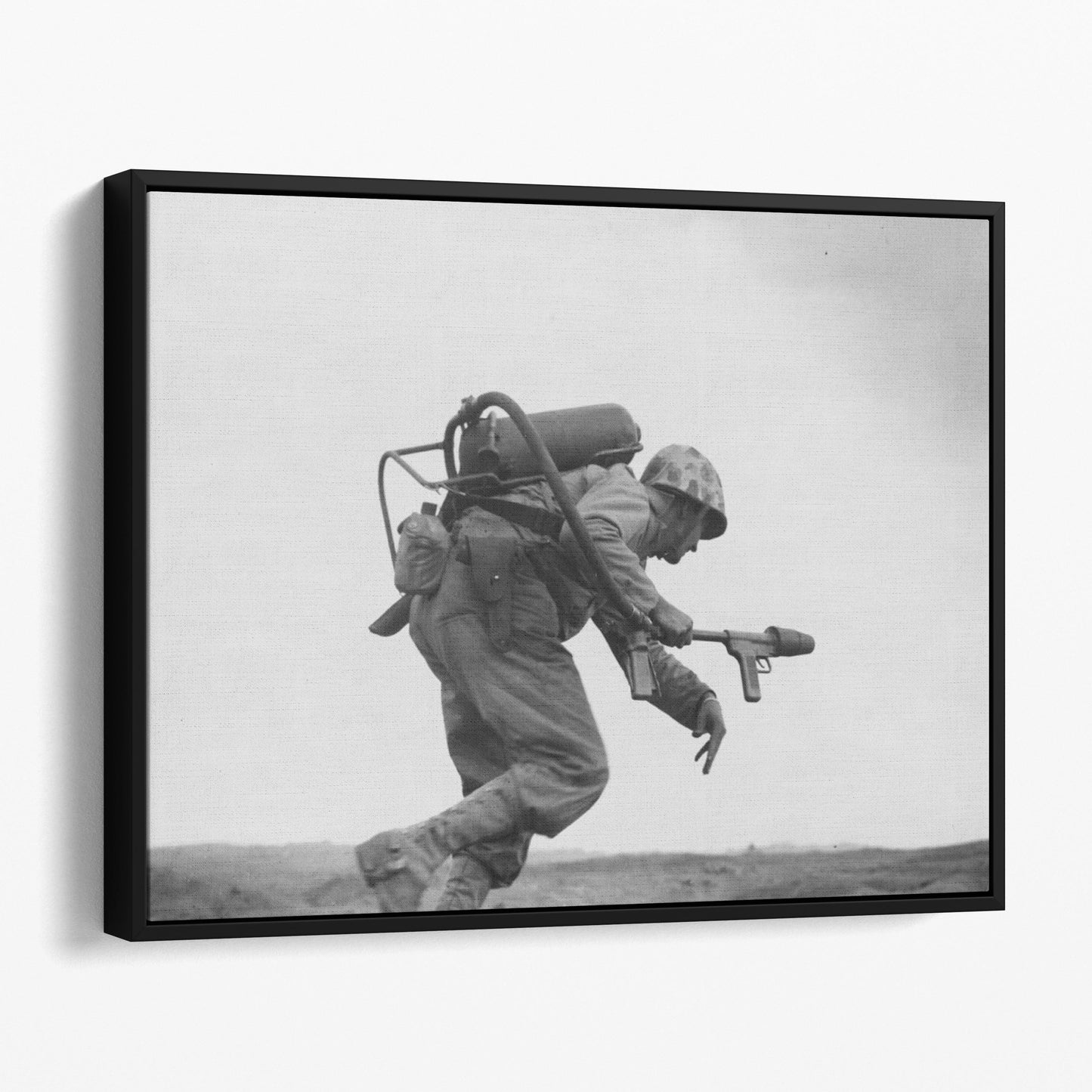 A U.S. Marine With Flamethrower in Iwo Jima, World War Two