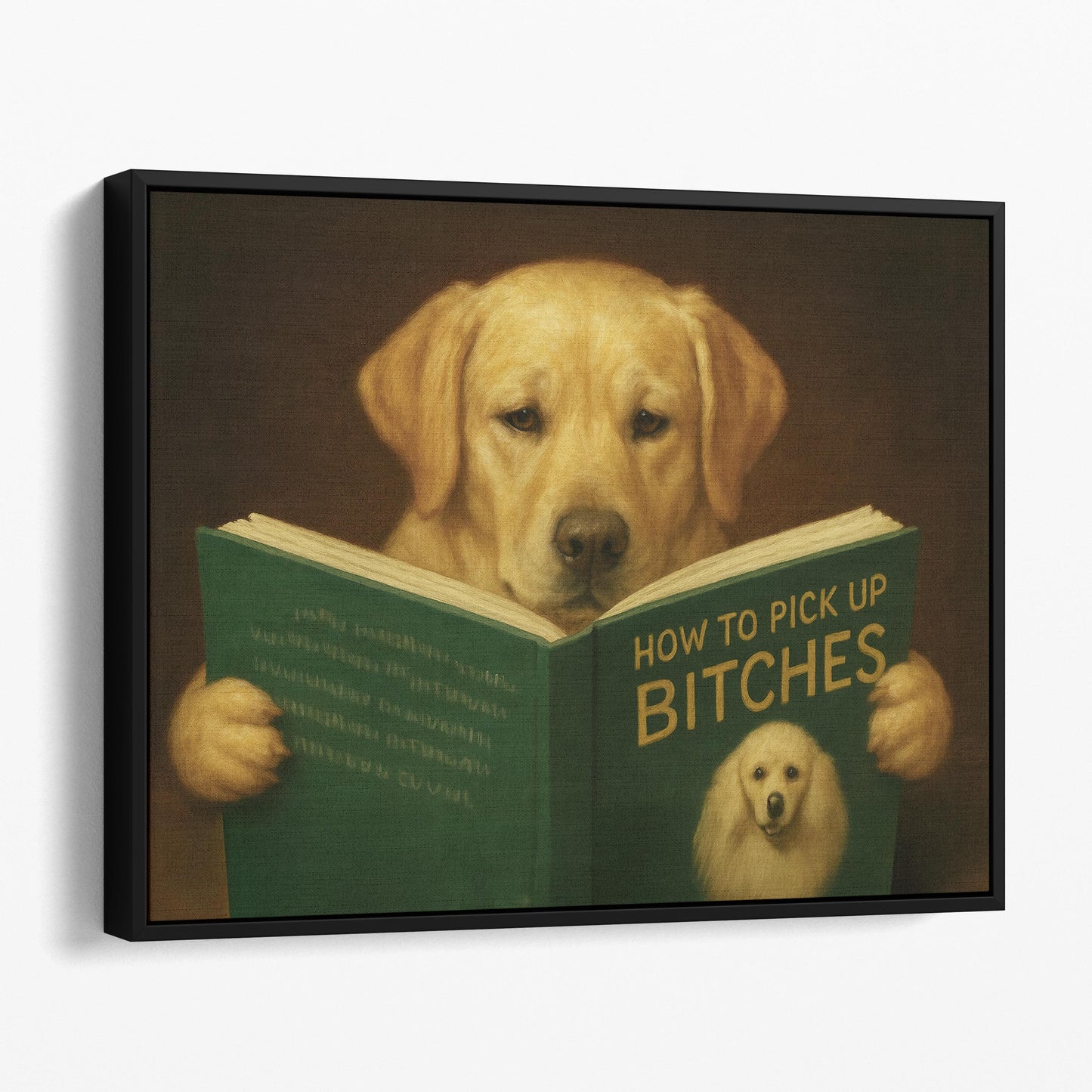 Yellow Labrador Dog Reading Dating Book