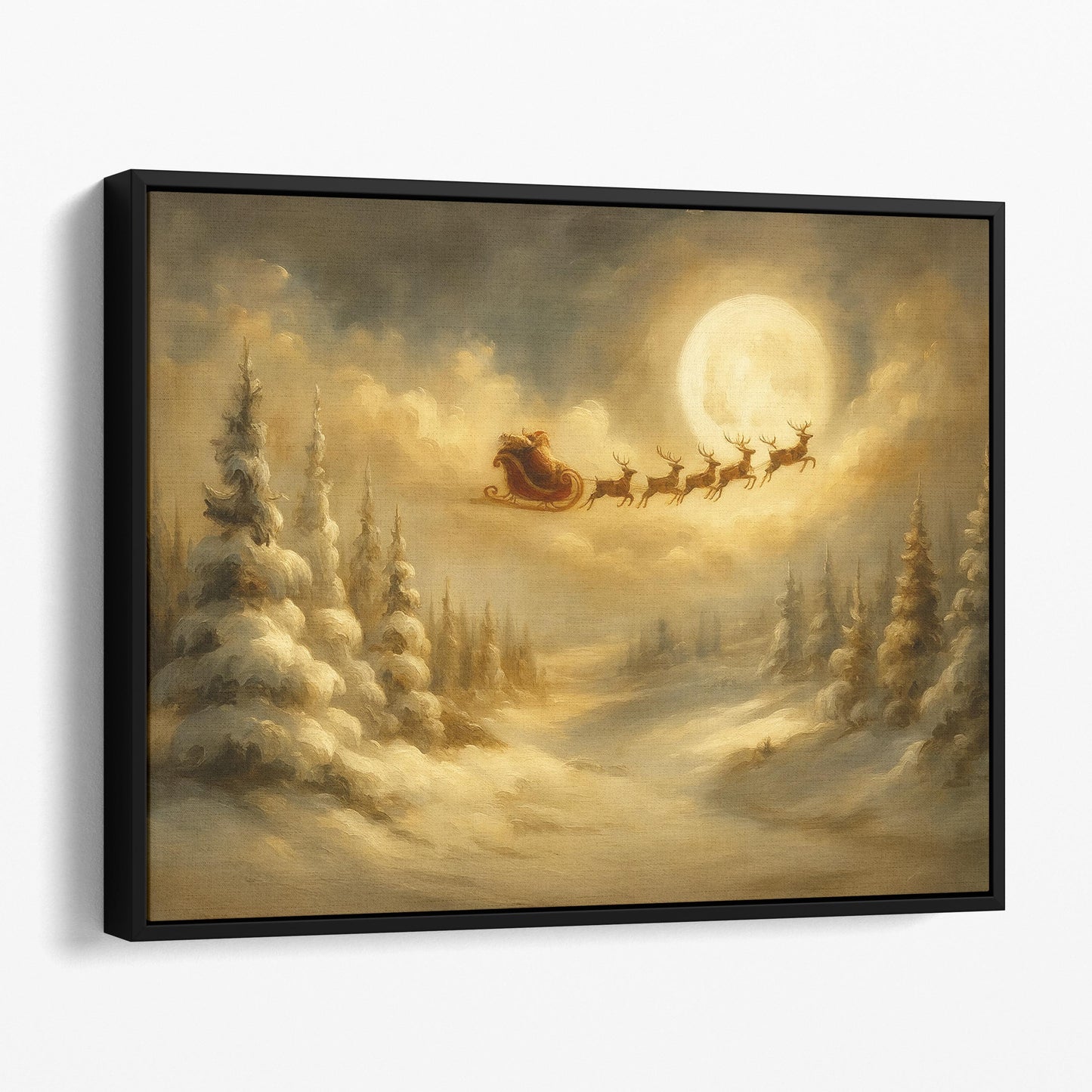 Santa Sleigh Over Full Moon