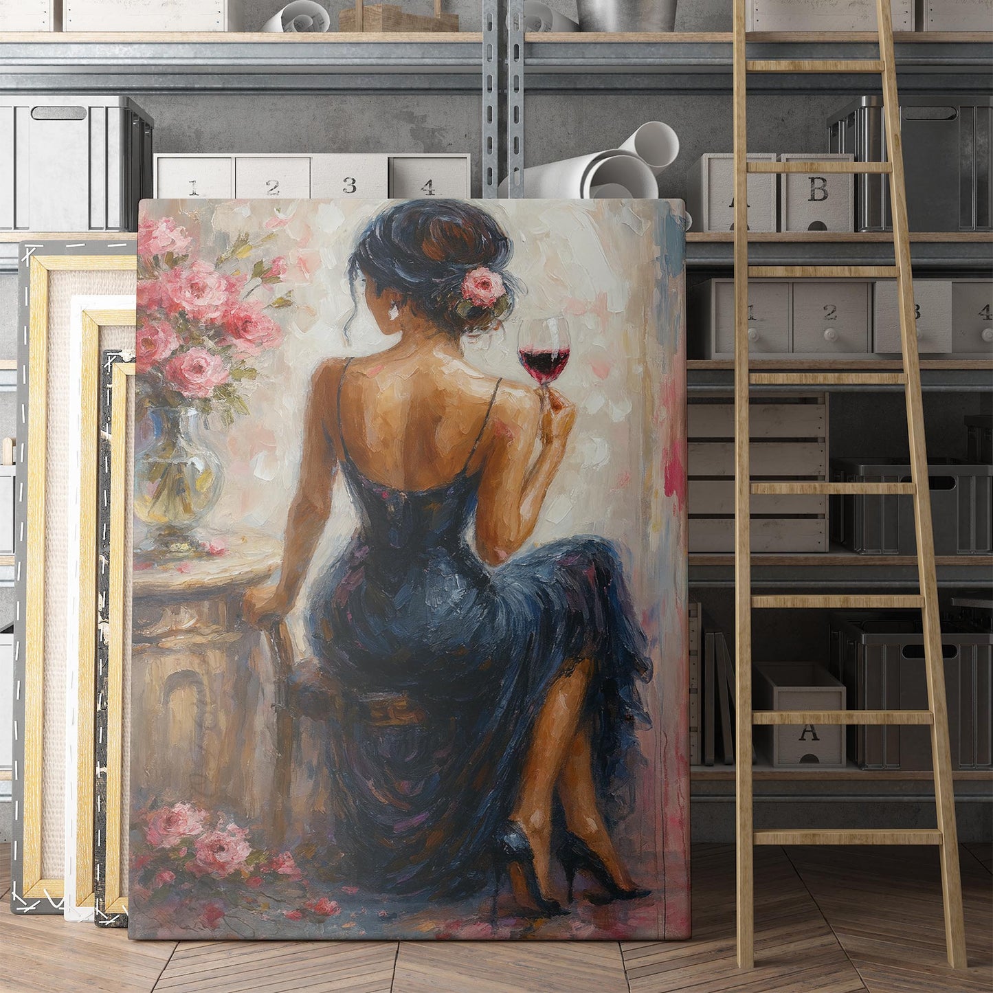 Elegant Woman With Glass Of Red Wine