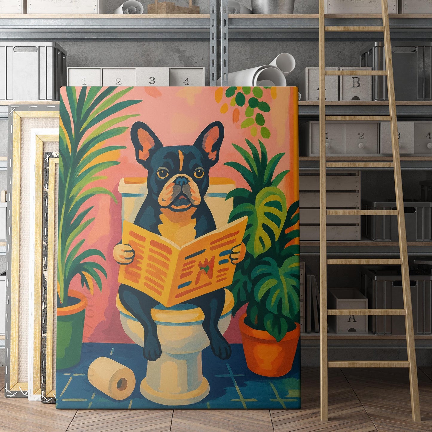 French Bulldog Reading The Newspaper On The Toilet Henri Matisse