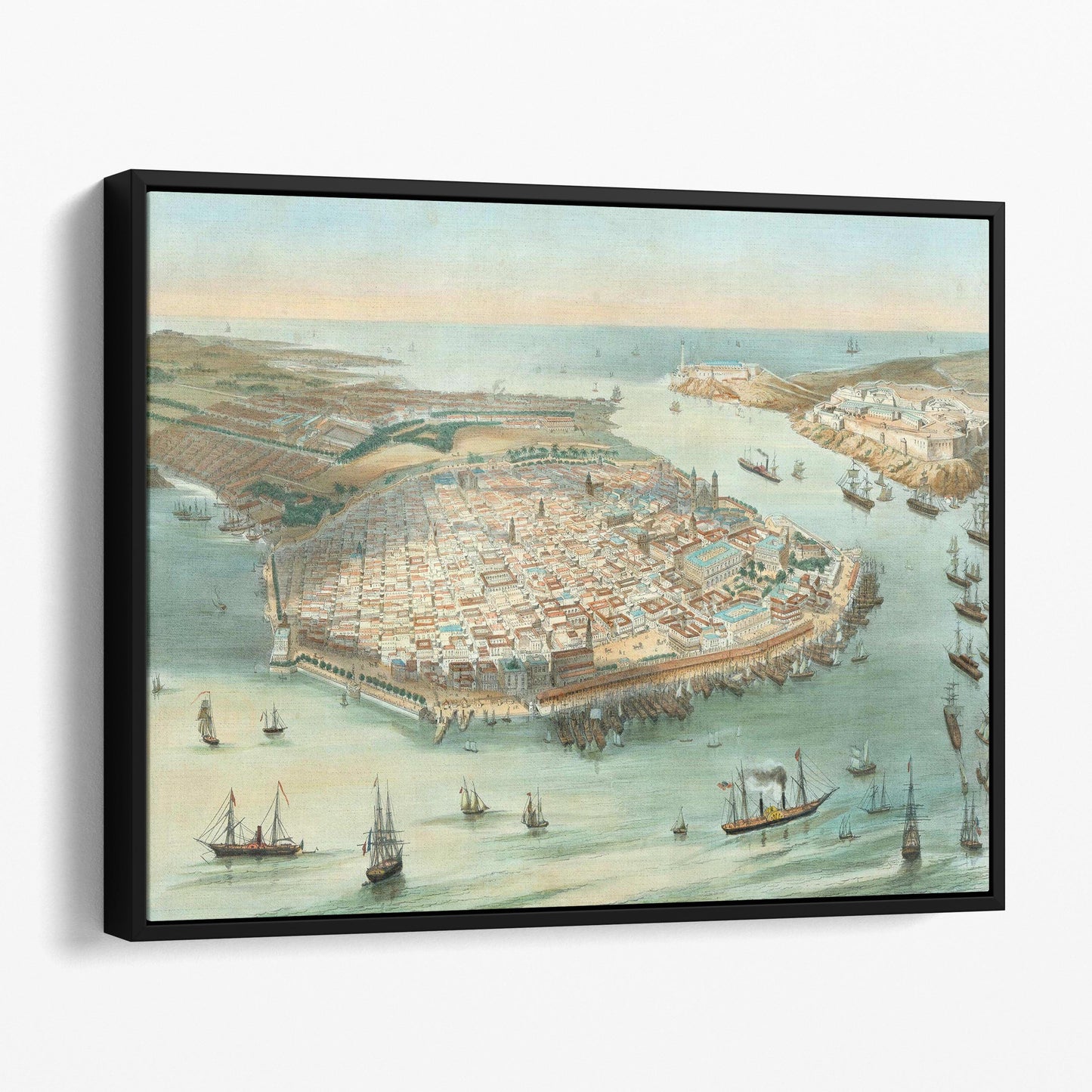 Havana Cuba Vintage Pictorial Map 1851