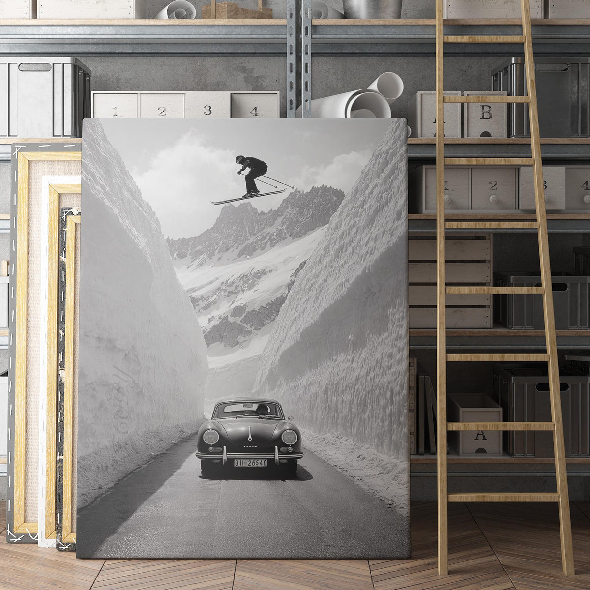Skiing Over A Sports Car