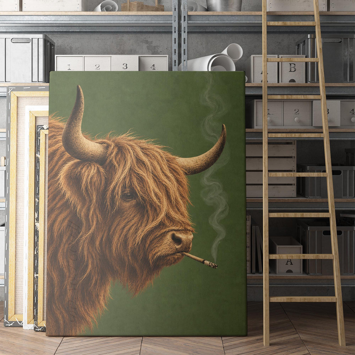 Highland Cow Smoking a Cigarette