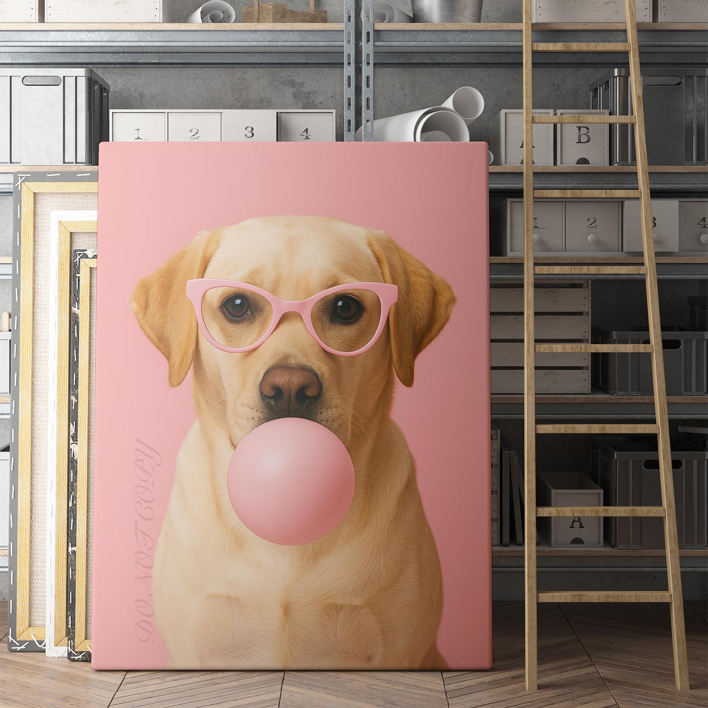 Yellow Labrador Dog Pink Bubble Gum Sunglasses