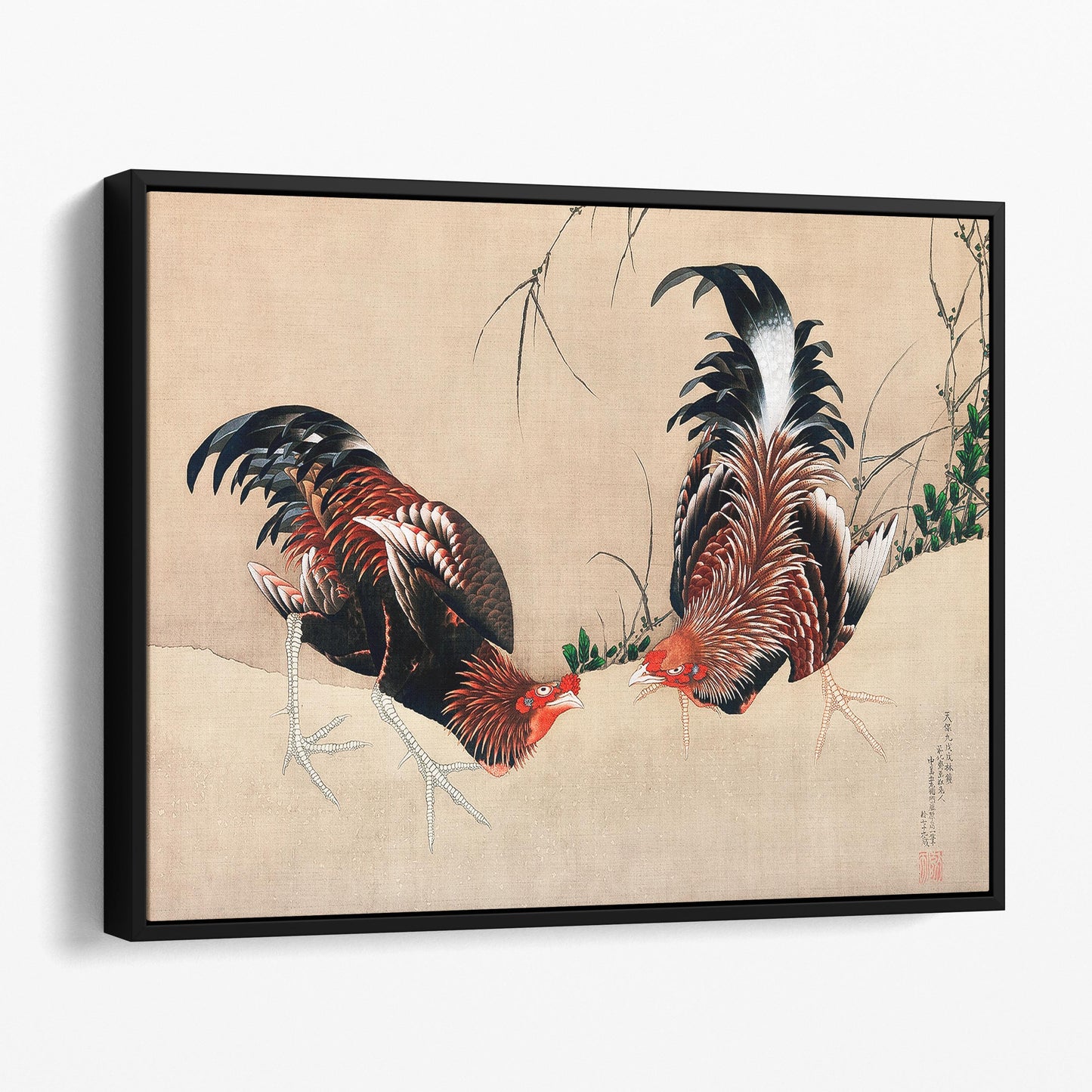 Gamecocks 1838 by Hokusai