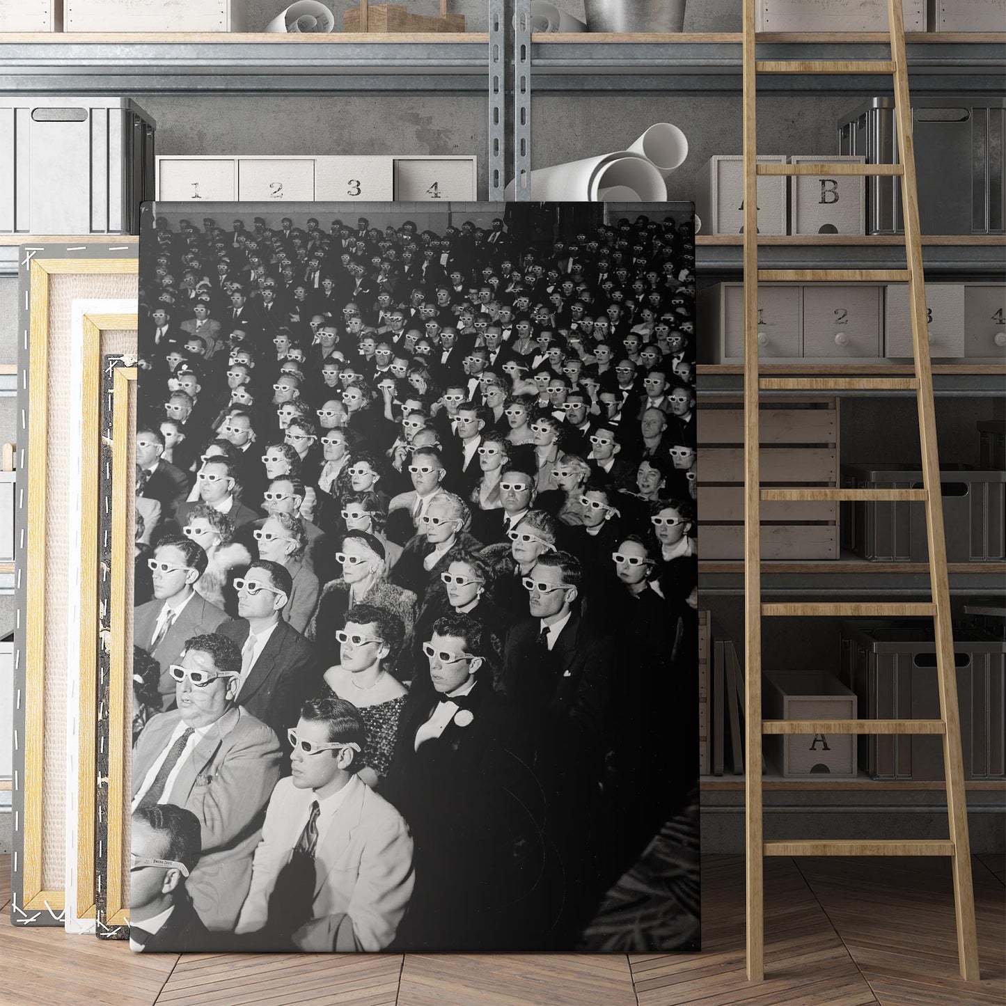 Movie Audience Wearing 3D Glasses 1950s