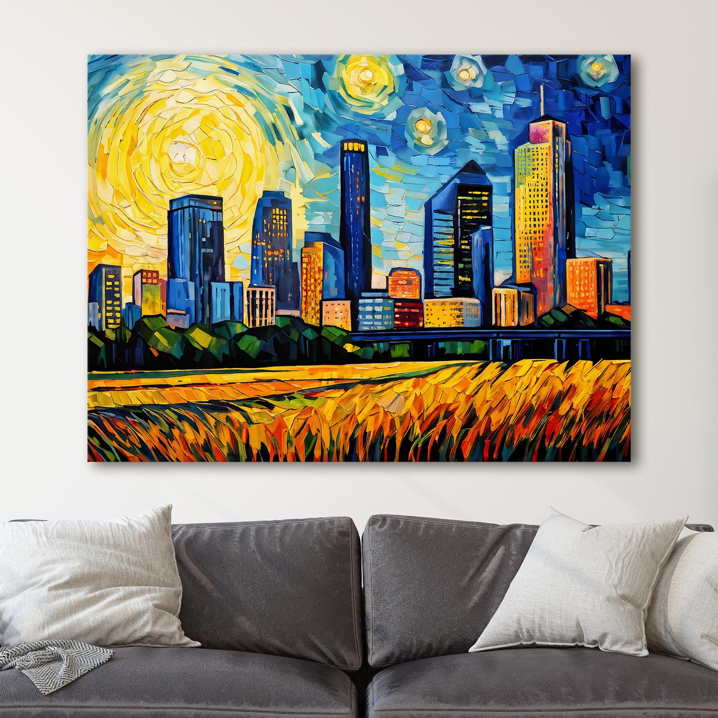 Houston Texas Skyline Van Gogh Starry Night