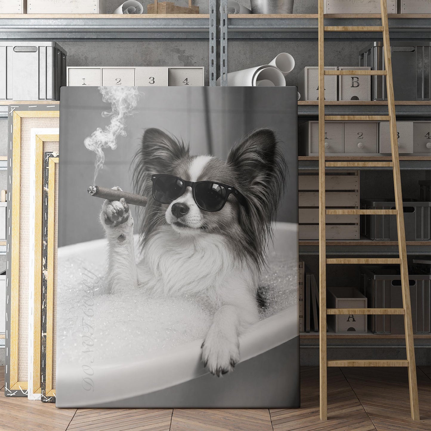 Papillon Dog Bathtub Cigar