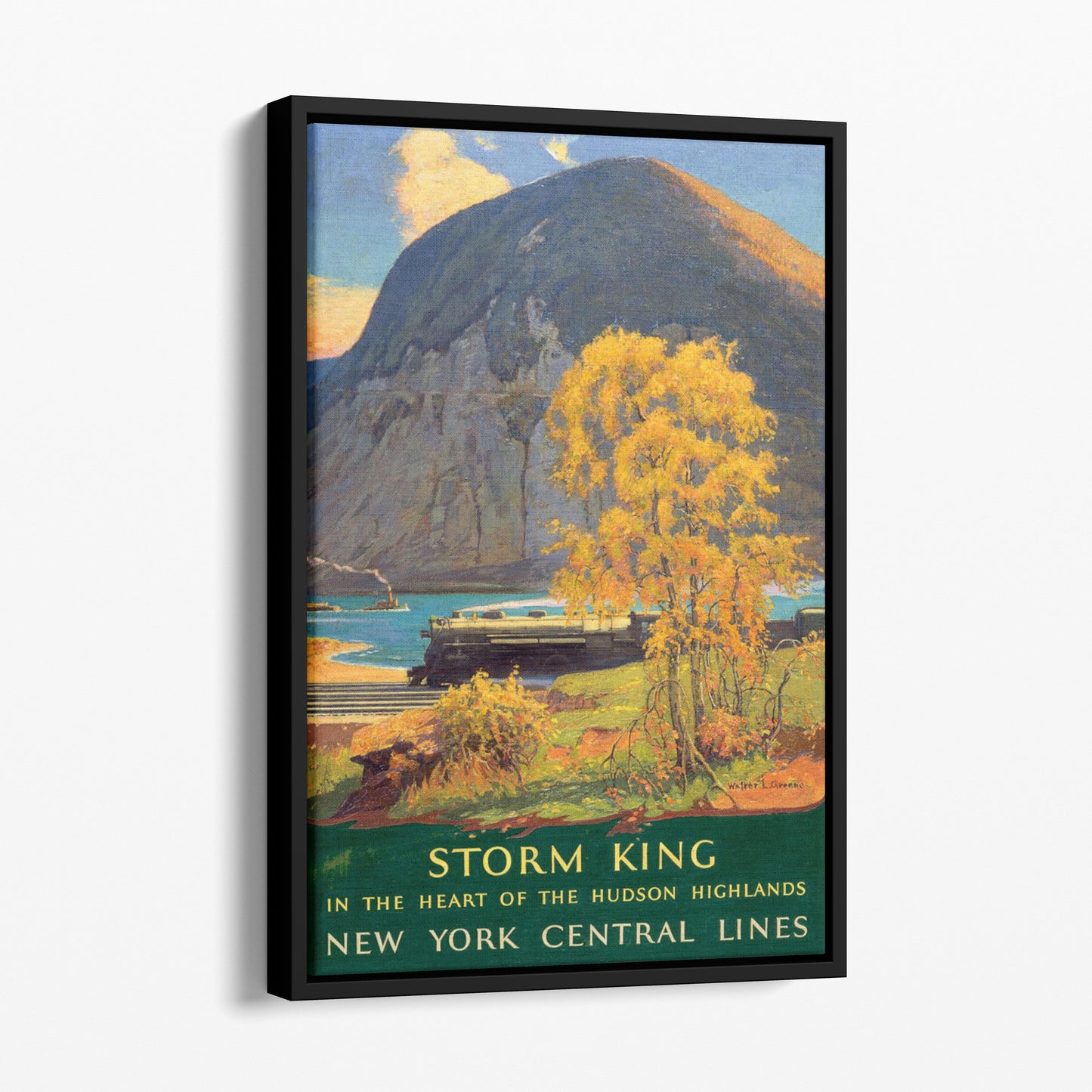New York Hudson River Train Storm King Highlands Vintage Poster