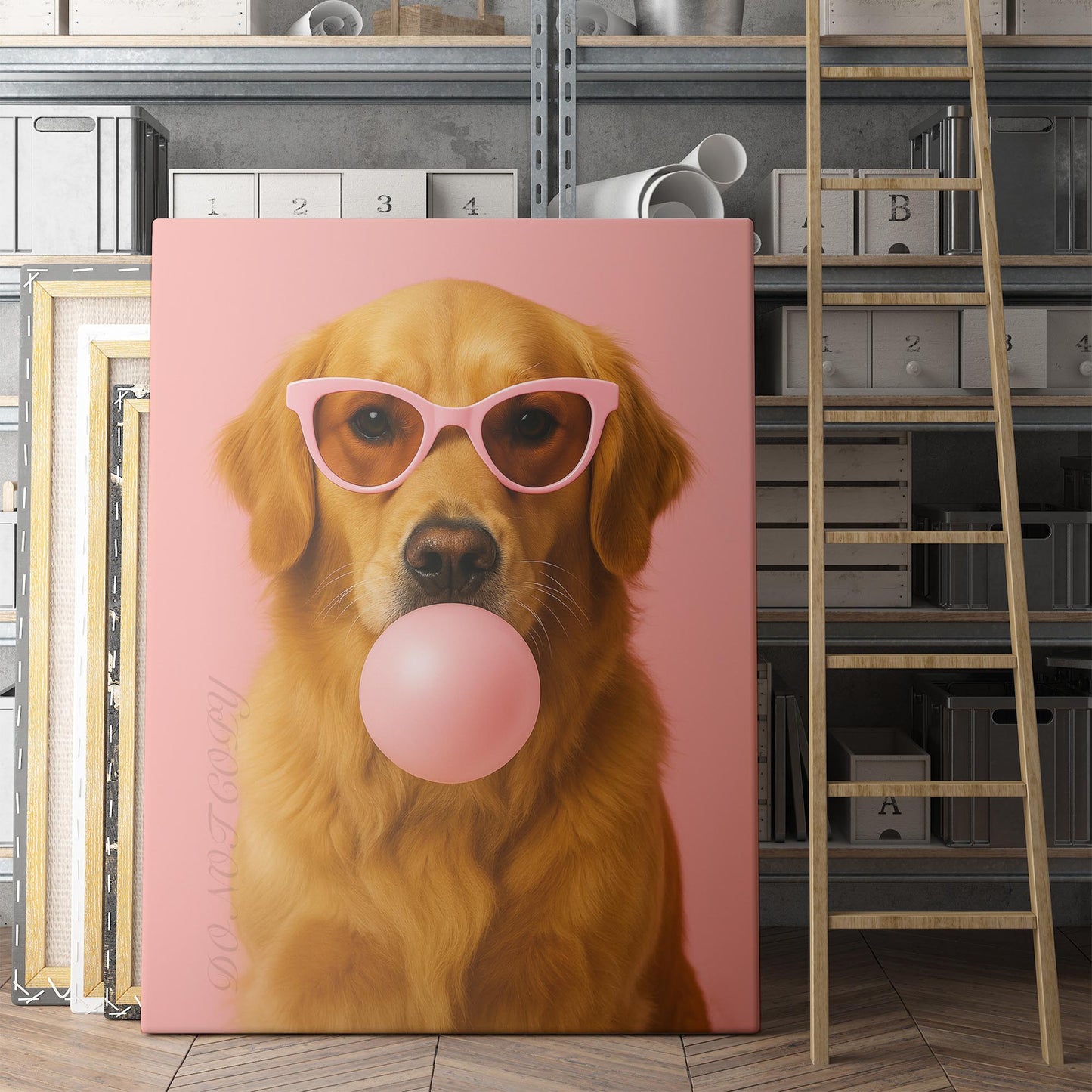 Golden Retriever Dog Pink Bubble Gum Sunglasses