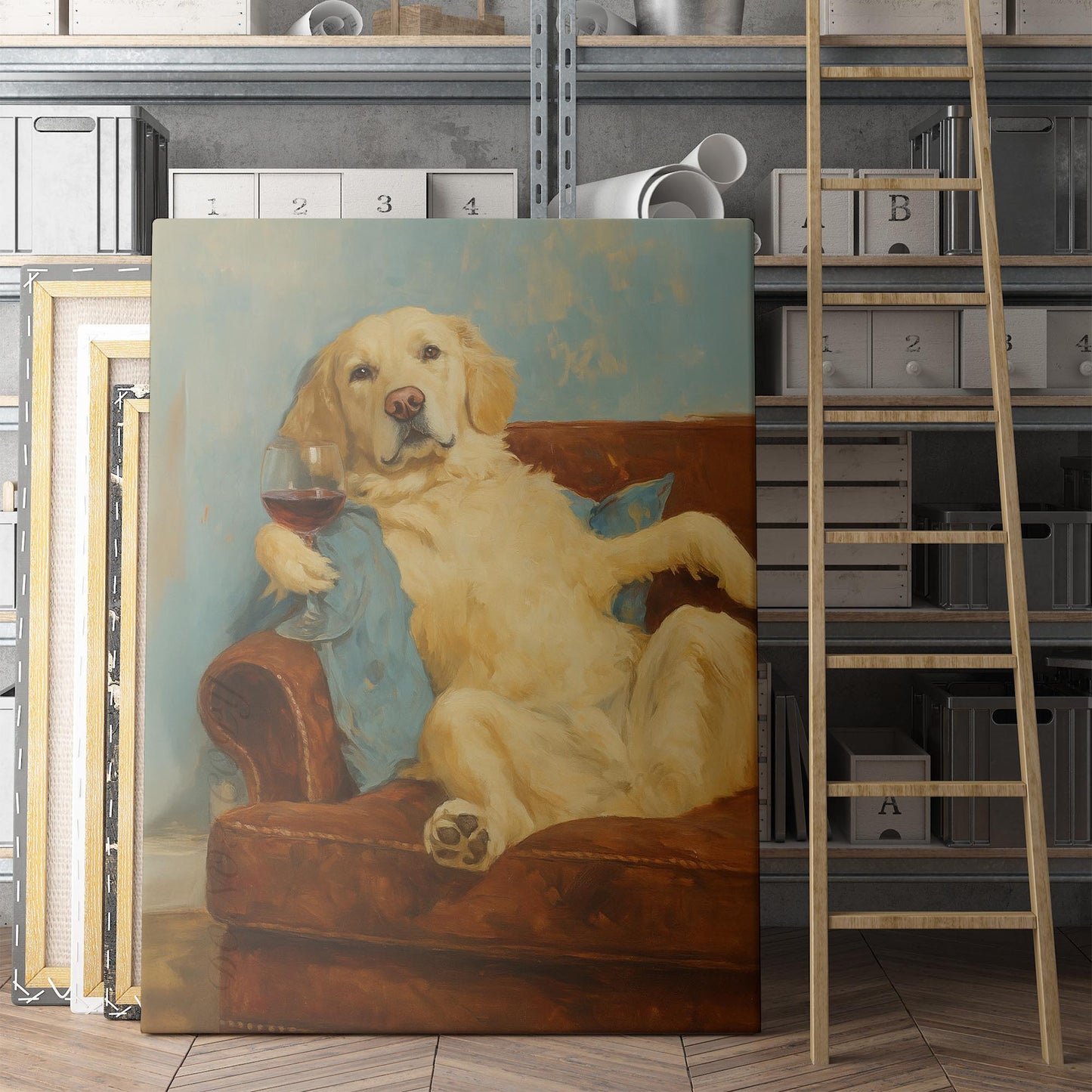 Golden Retriever Dog With A Glass Of Wine
