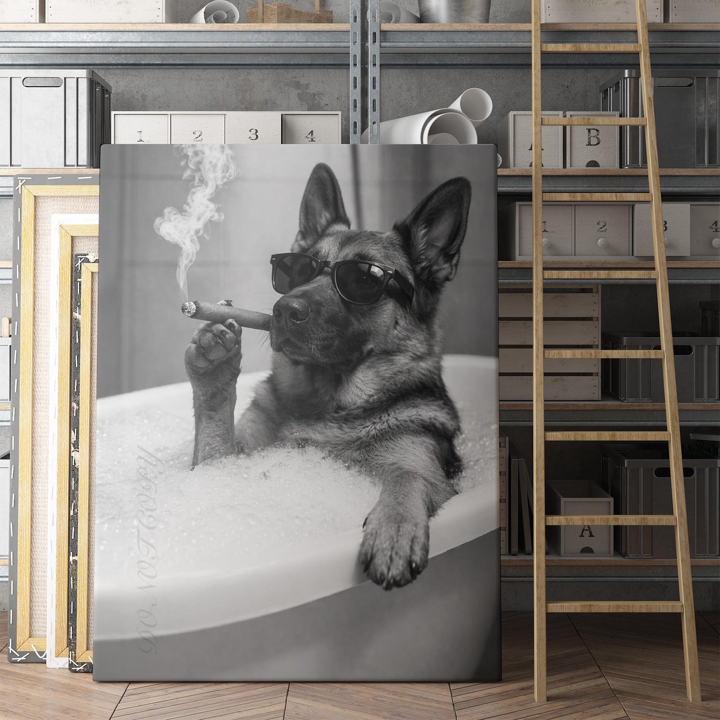 German Shepherd Dog Bathtub Cigar