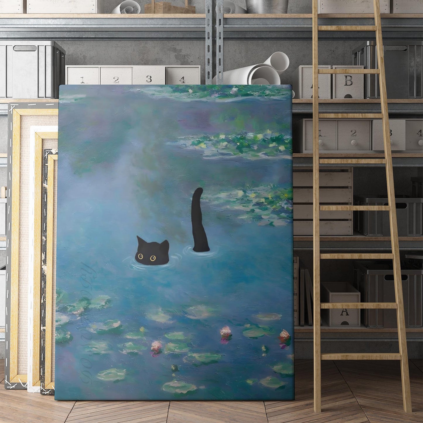 Water Lilies With Cat Claude Monet