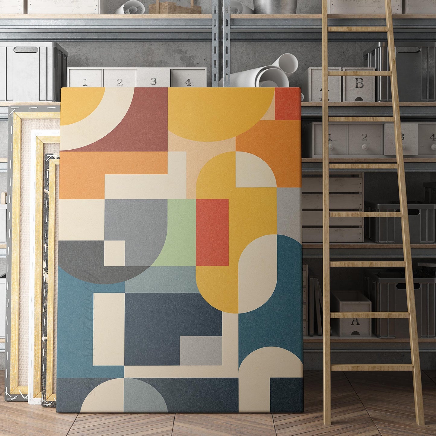 Orange Blue Mid Century Modern
