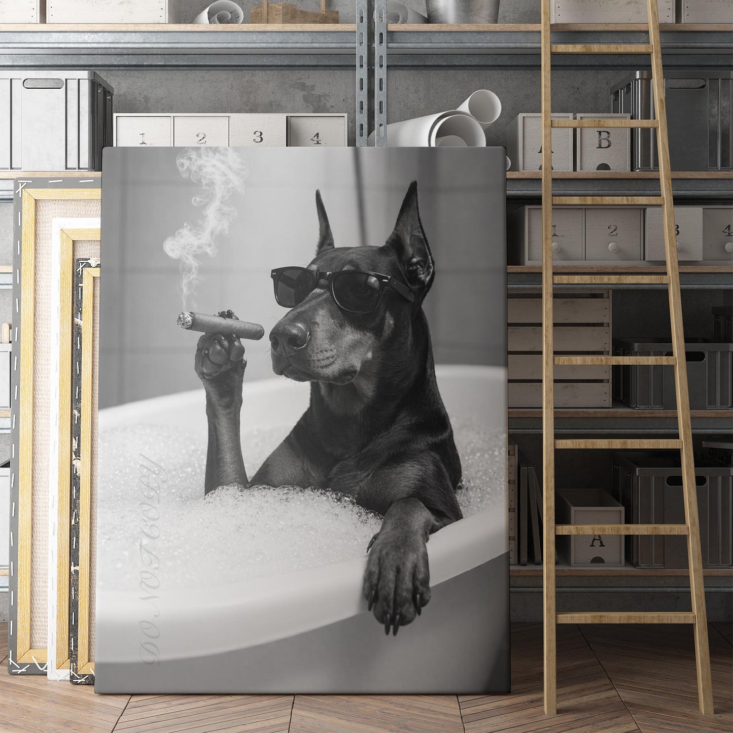 Doberman Dog Bathtub Cigar
