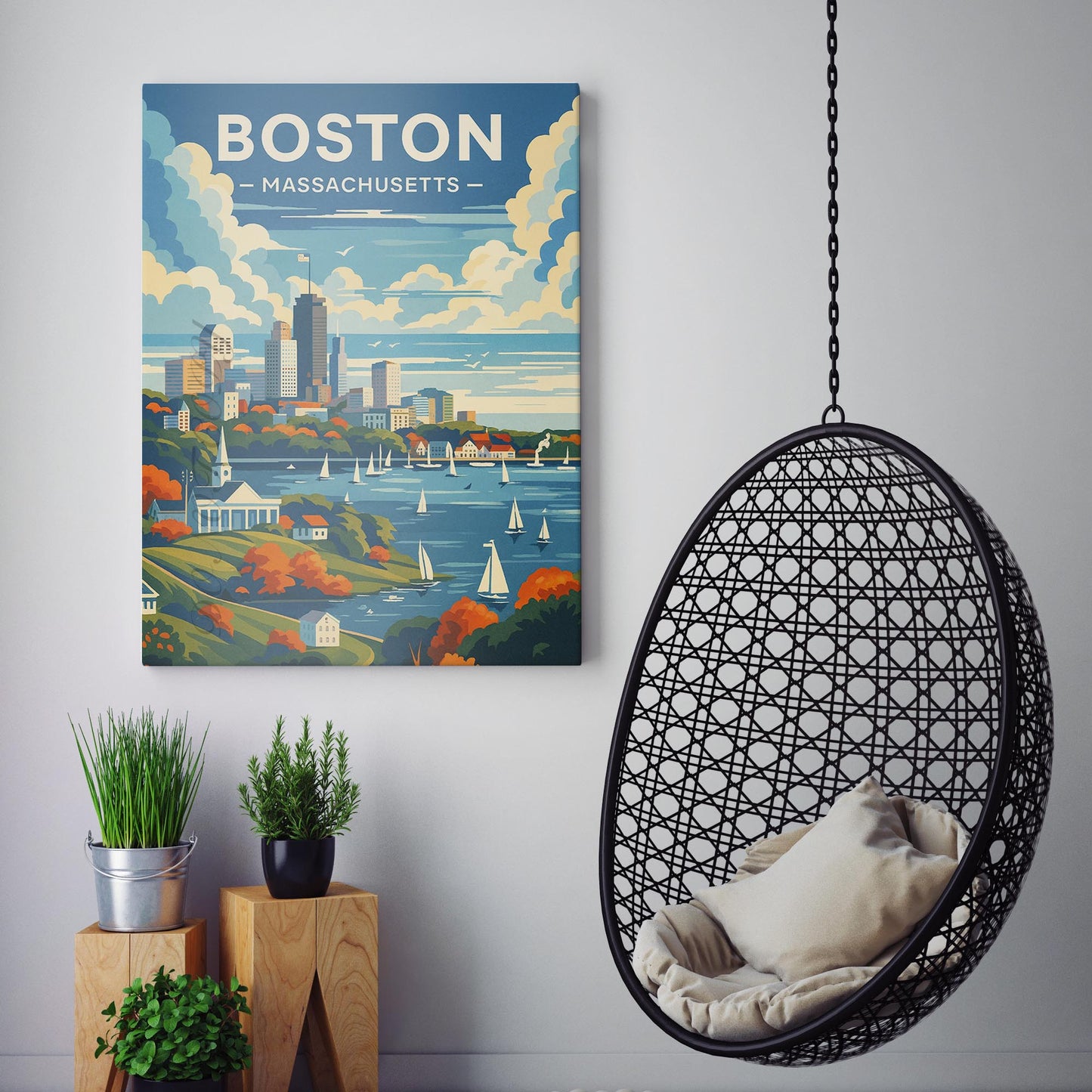 Boston Massachusetts Vintage Travel Poster
