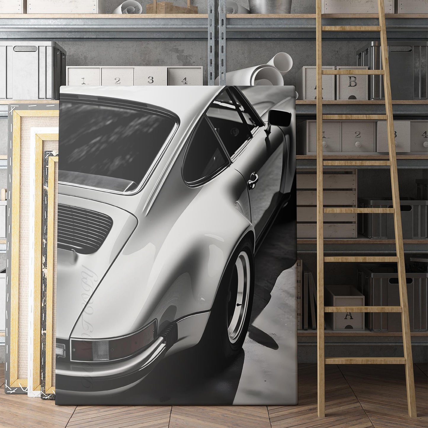 White Porsche Rear View