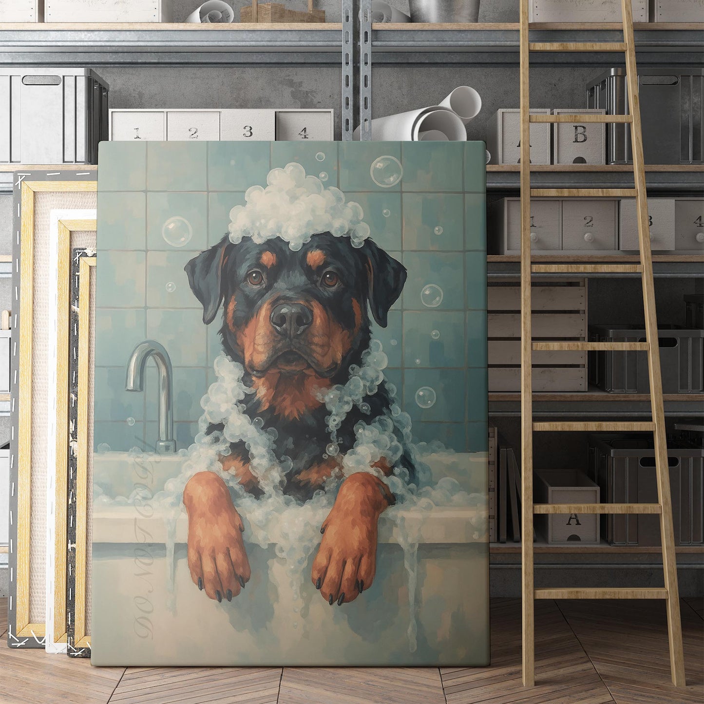 Rottweiler Dog Bathtub Bubble Bath