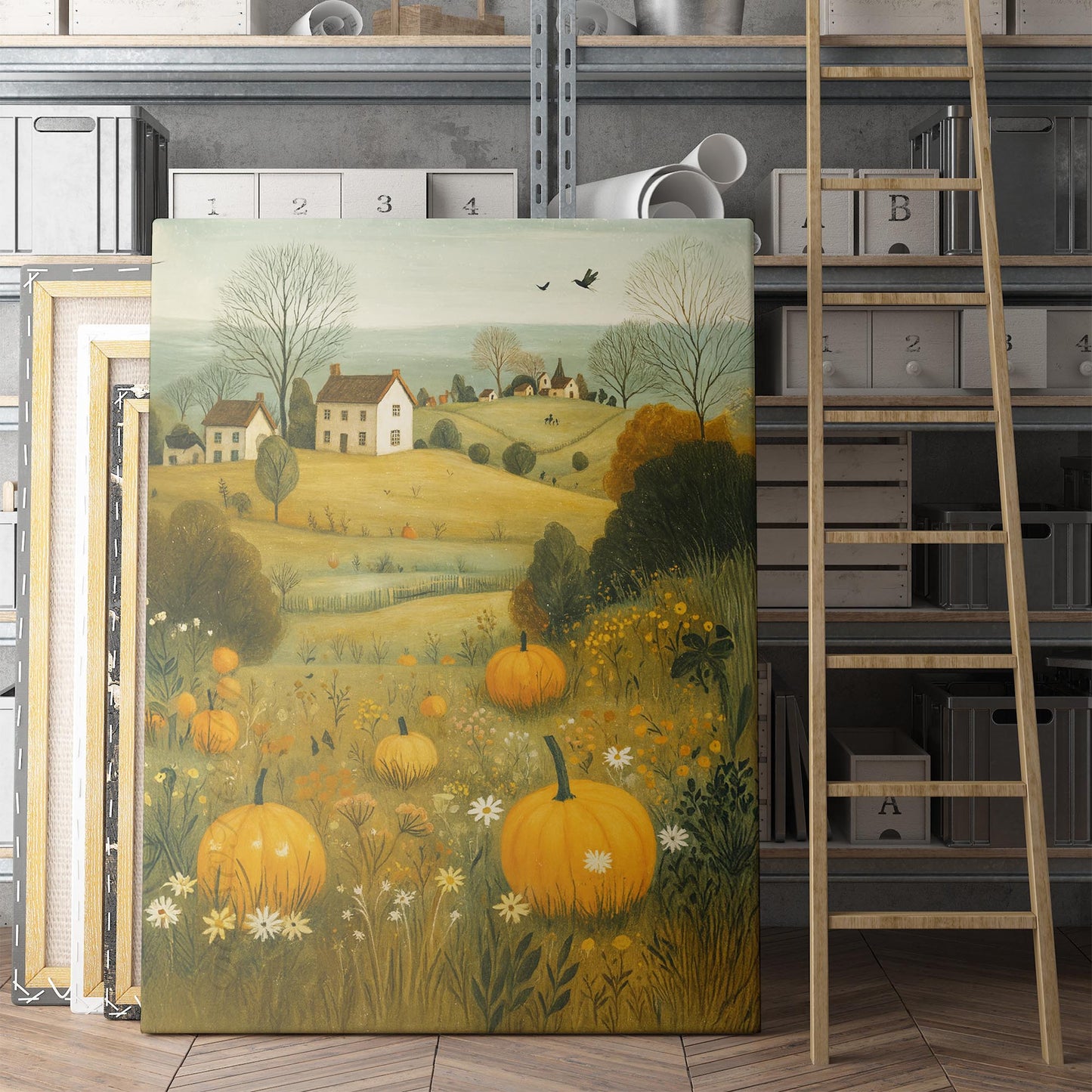 Pumpkin Field Autumn Landscape