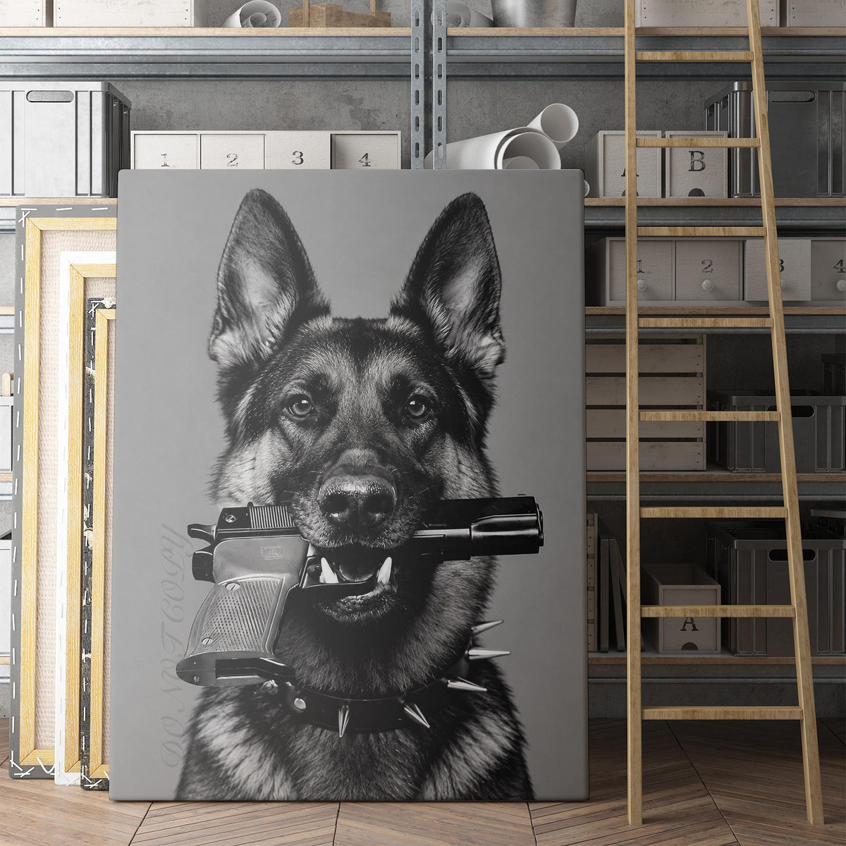 German Shepherd Gun In Mouth