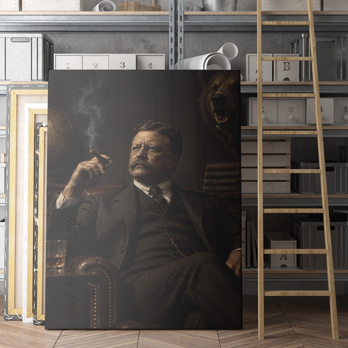 Teddy Roosevelt Smoking a Cigar