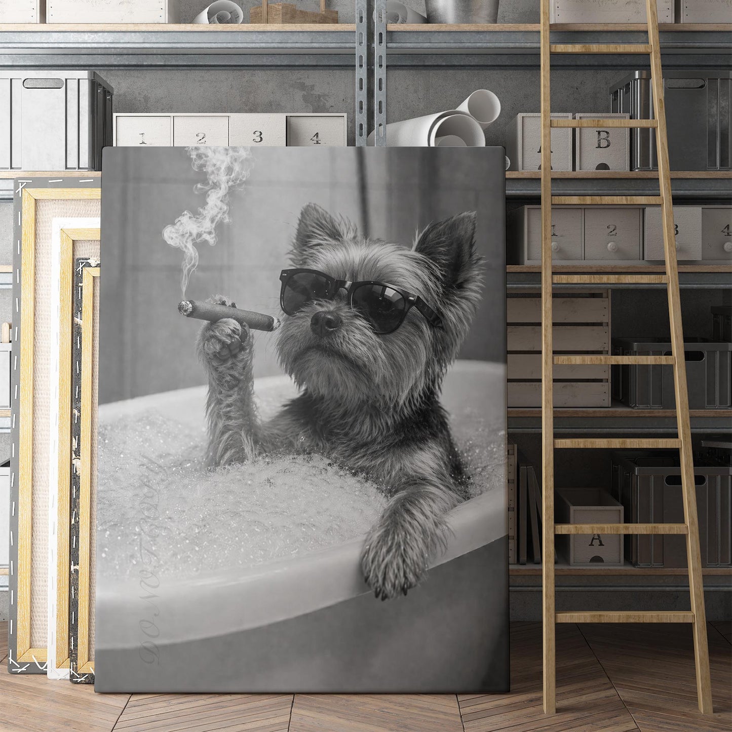 Yorkshire Terrier Dog Bathtub Cigar