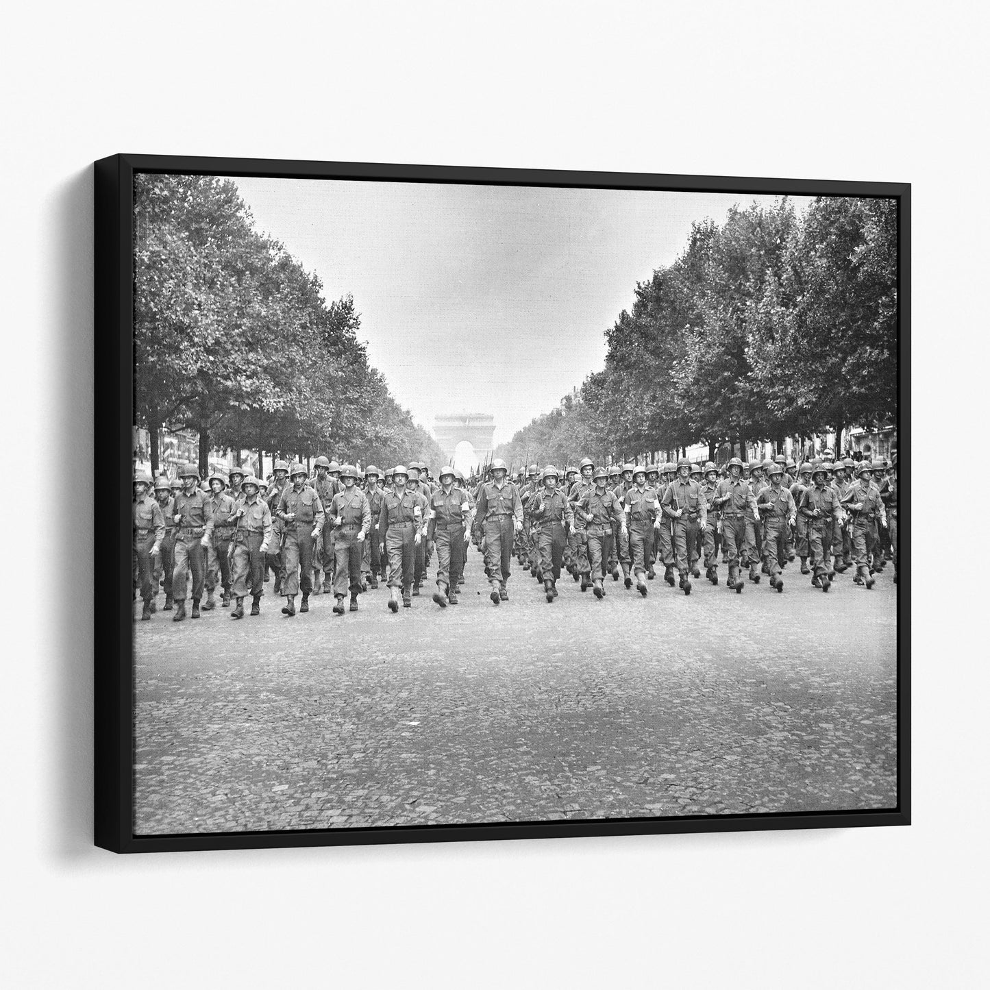 American Troops March Down The Champs Elysees, Paris World War Two