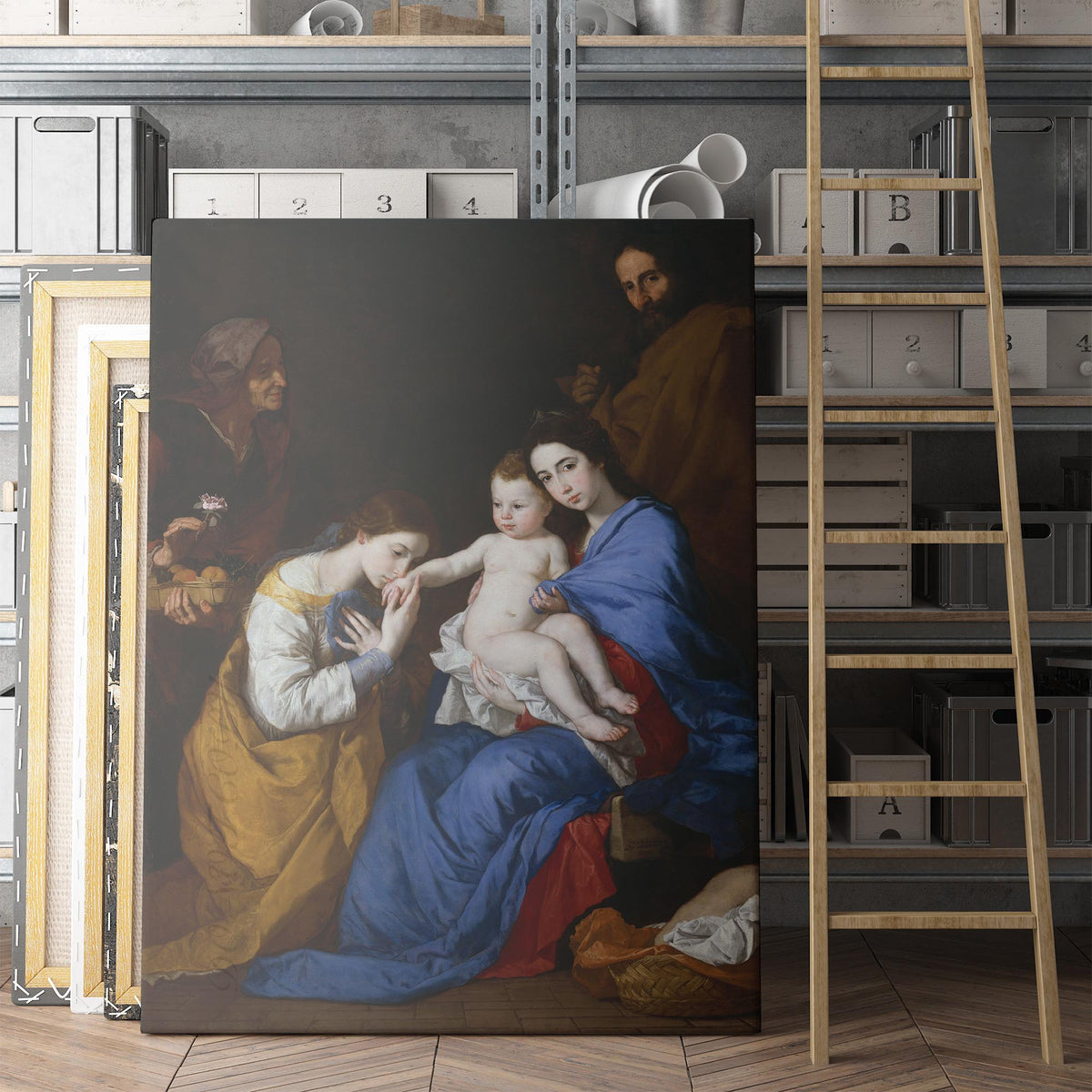 The Holy Family with Saints Anne and Catherine of Alexandria - Jusepe de Ribera