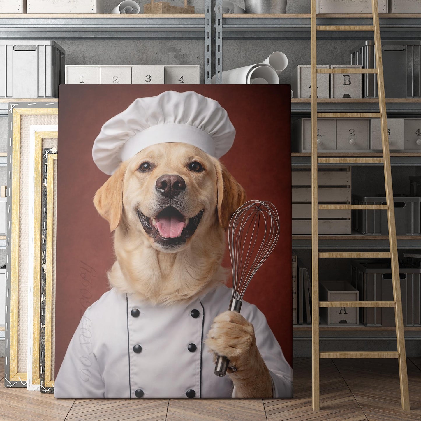 Yellow Labrador Retriever Kitchen Chef Dog