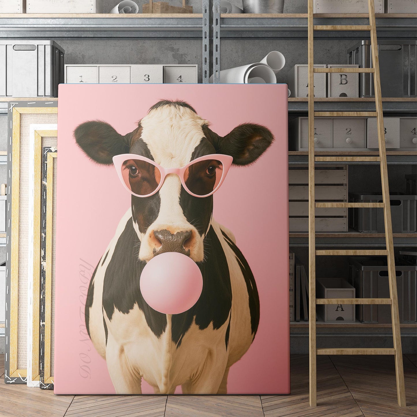 Cow Pink Sunglasses Blowing Bubble Gum