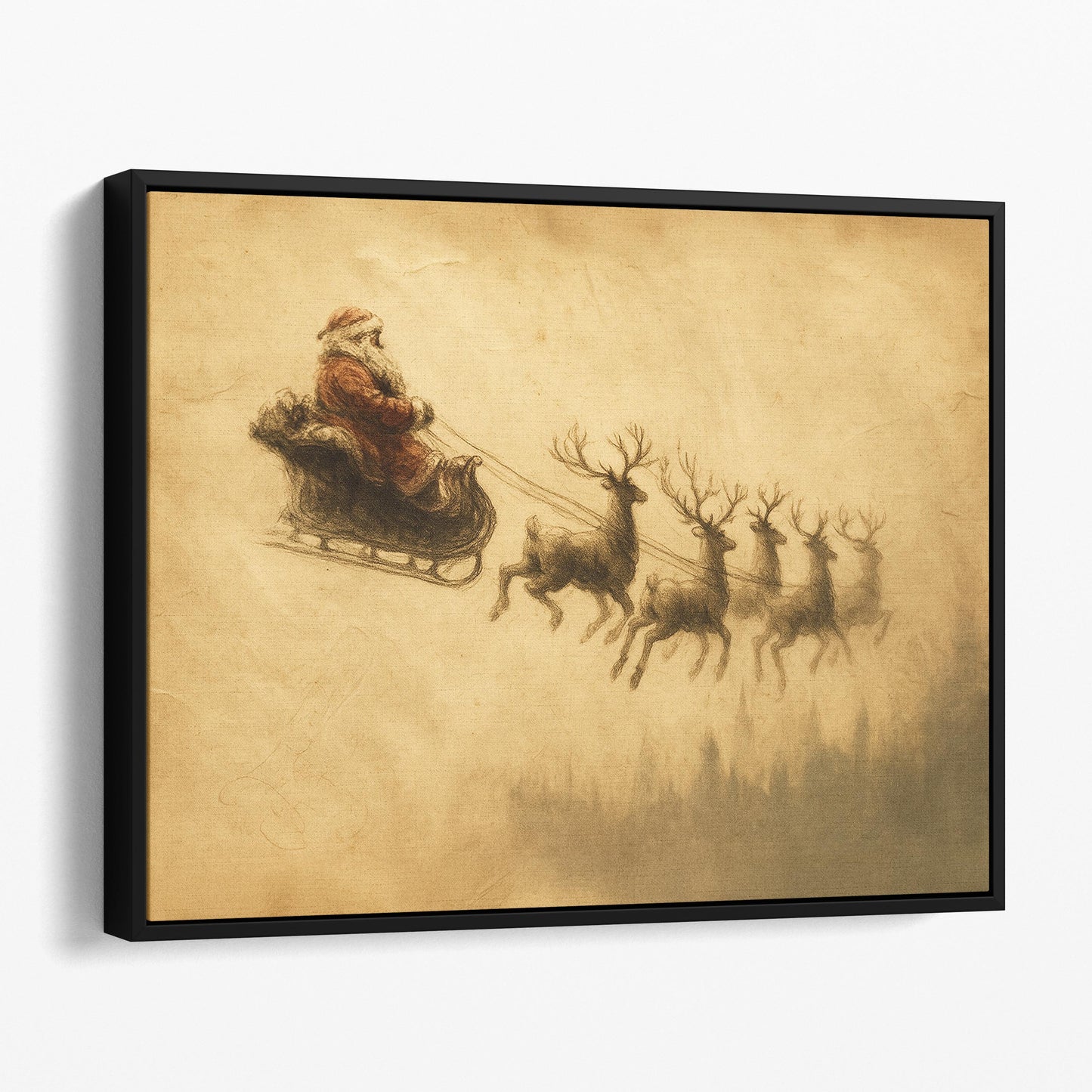 Vintage Santa Claus Sleigh With Reindeer II