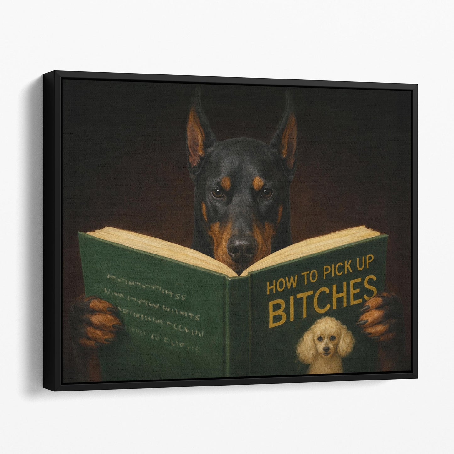 Doberman Pinscher Dog Reading Dating Book